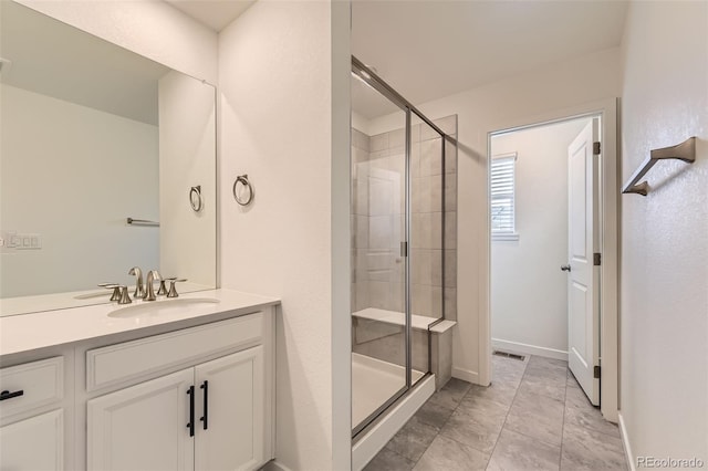 8982 Spaulding St, Parker, CO 80134 - full bath with a stall shower, vanity, and baseboards