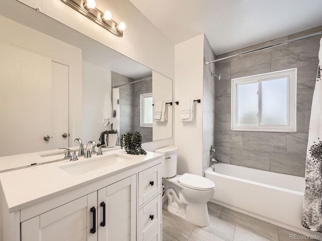 11062 Hudson Ct, Thornton, CO 80233 - bathroom with vanity, shower / bath combination with curtain, and toilet