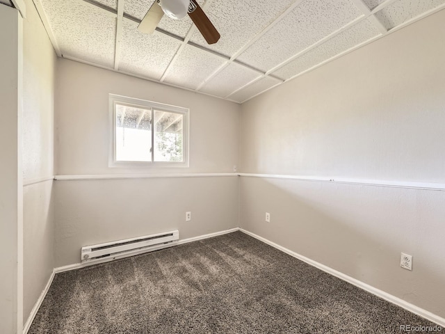 11062 Hudson Ct, Thornton, CO 80233 - carpeted spare room featuring a baseboard radiator, ceiling fan, and baseboards