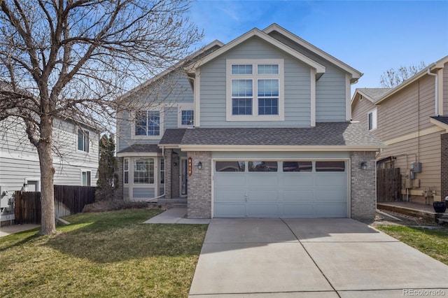 8414 Bed Straw St, Parker, CO 80134 - traditional home featuring brick siding, driveway, a garage, and a shingled roof
