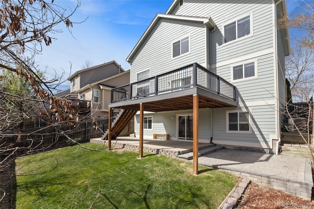 8414 Bed Straw St, Parker, CO 80134 - back of house featuring a patio area, a wooden deck, a lawn, and stairway