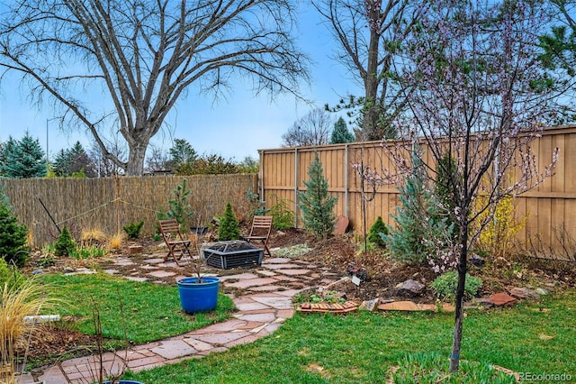 3053 Mcintosh Dr, Longmont, CO 80503 - fenced backyard featuring a fire pit and a patio area