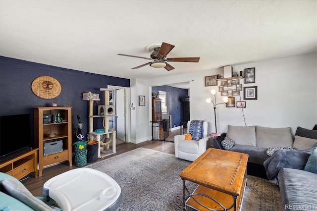 330 2nd St, Kersey, CO 80644 - living area with a ceiling fan and wood finished floors