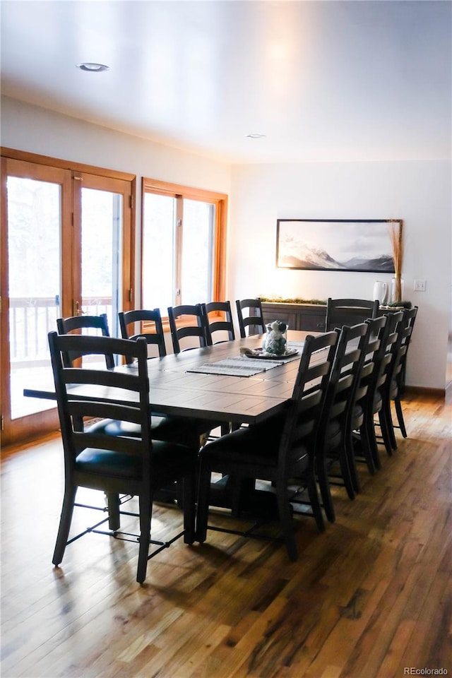 dining area featuring wood finished floors