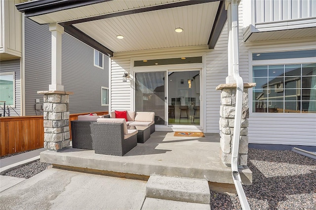 view of patio featuring an outdoor hangout area