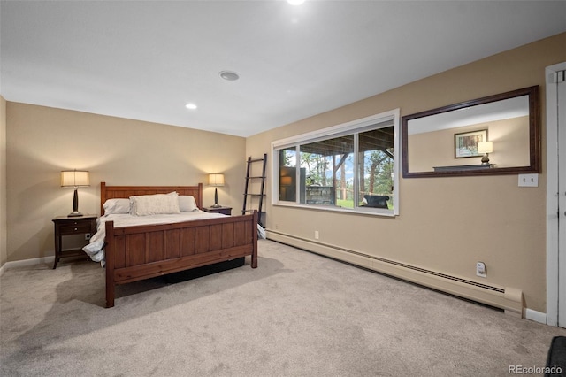 29663 Paint Brush Dr, Evergreen, CO 80439 - bedroom with baseboard heating, carpet flooring, baseboards, and recessed lighting
