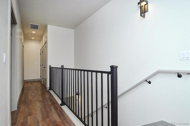 6450 Cleora Rd Unit C, Salida, CO 81201 - hall featuring wood finished floors, an upstairs landing, and recessed lighting
