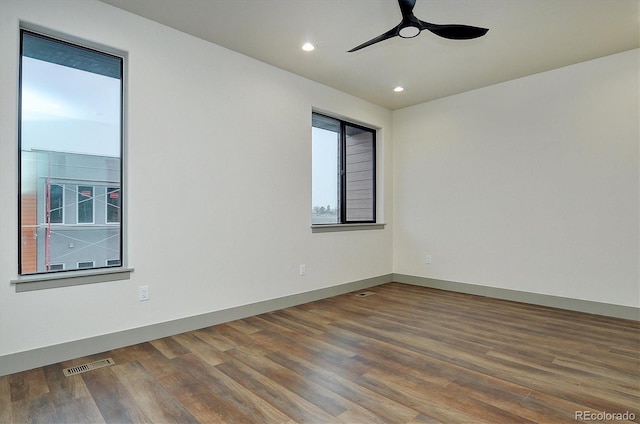 6450 Cleora Rd Unit C, Salida, CO 81201 - spare room featuring wood finished floors, ceiling fan, recessed lighting, and baseboards