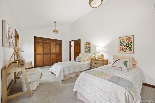6207 Elbert Pl, Parker, CO 80134 - bedroom featuring carpet flooring and high vaulted ceiling