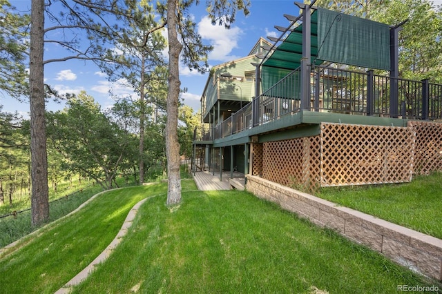 6207 Elbert Pl, Parker, CO 80134 - view of green lawn featuring a deck