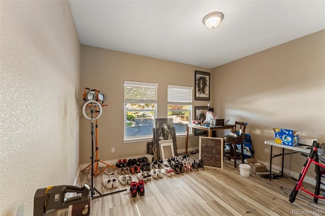 interior space with light hardwood / wood-style flooring