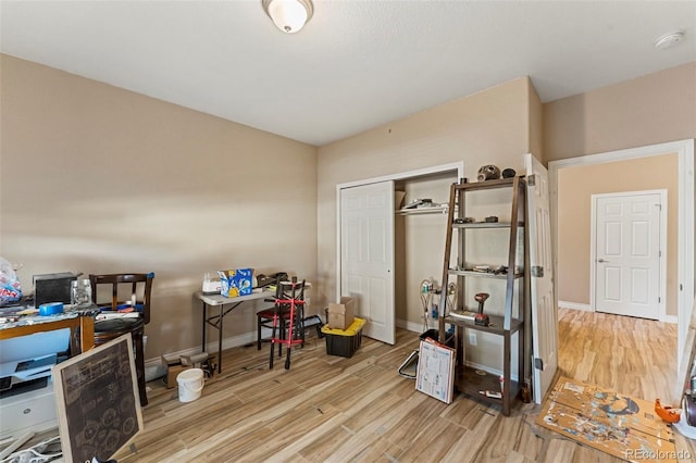 home office featuring light wood-type flooring