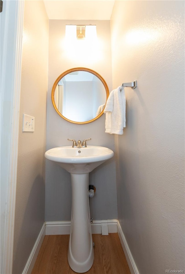 bathroom featuring wood-type flooring