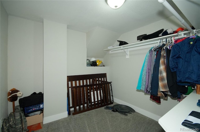 spacious closet with carpet floors