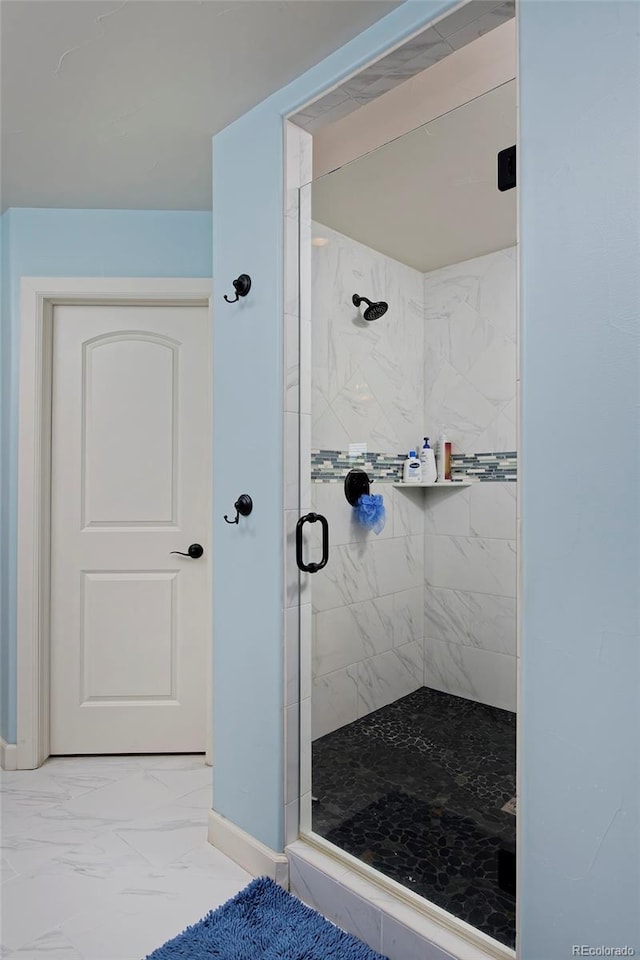 1315 W 141st Cir, Westminster, CO 80023 - full bathroom featuring marble finish floors and a shower stall