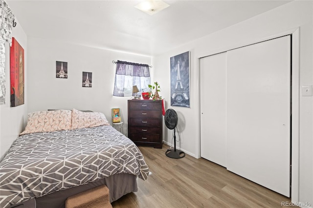 1112 W Mesa Ave Unit 1114, Pueblo, CO 81004 - bedroom with wood finished floors, a closet, and baseboards