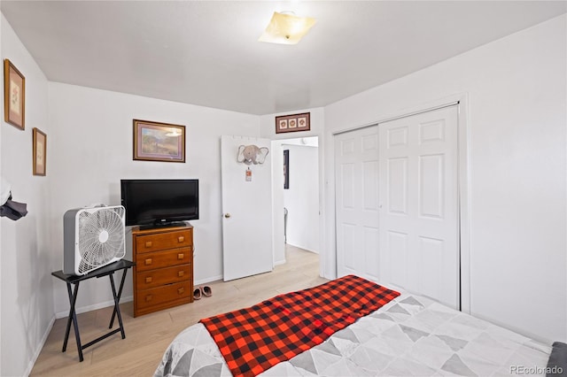 1112 W Mesa Ave Unit 1114, Pueblo, CO 81004 - bedroom featuring a closet, light wood finished floors, and baseboards