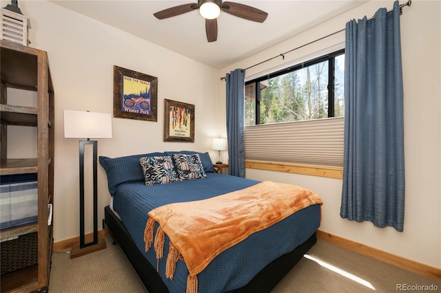 288 Lions Gate Dr, Winter Park, CO 80482 - carpeted bedroom with baseboards and a ceiling fan