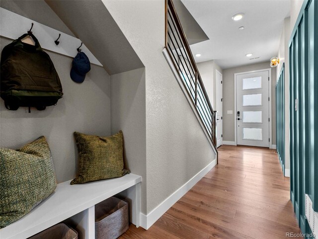 1787 W 166th Ave, Broomfield, CO 80023 - mudroom with wood finished floors and recessed lighting