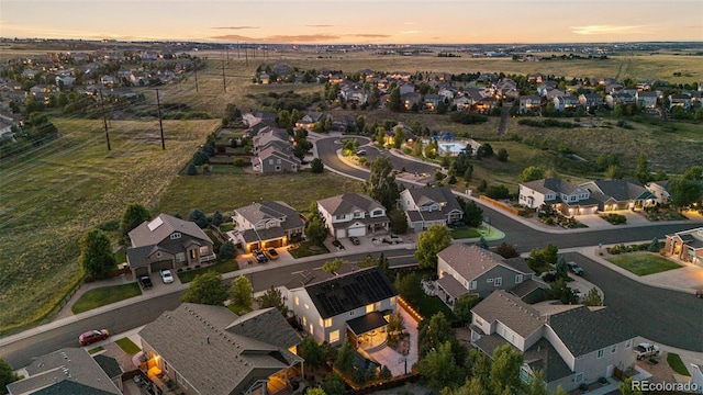 view of aerial view at dusk