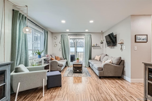 living room featuring light hardwood / wood-style flooring