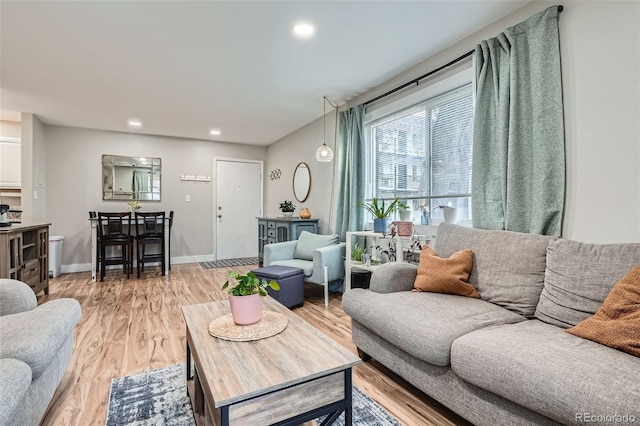 living room featuring light hardwood / wood-style floors