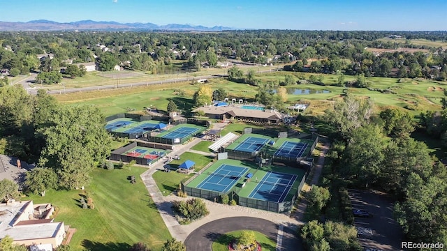 15 Latigo Pl, Littleton, CO 80123 - aerial view of property and surrounding area with a water and mountain view and a golf club