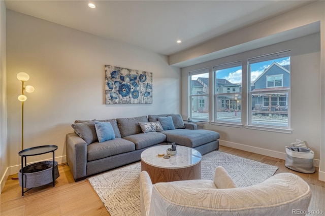 living room with light wood-type flooring