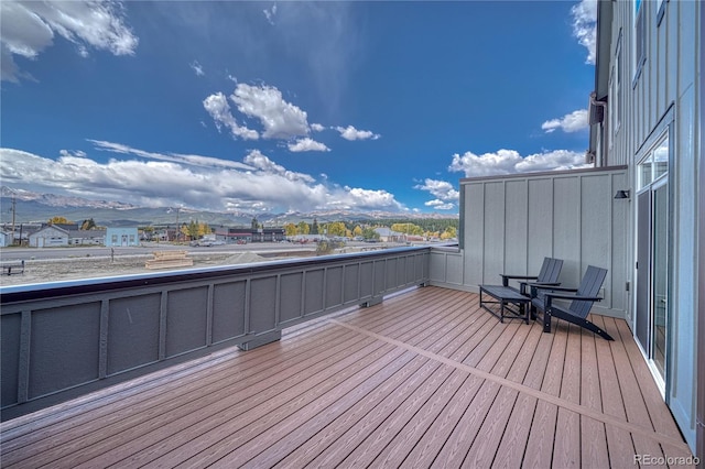 deck with a mountain view