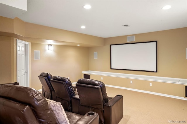 view of carpeted home theater