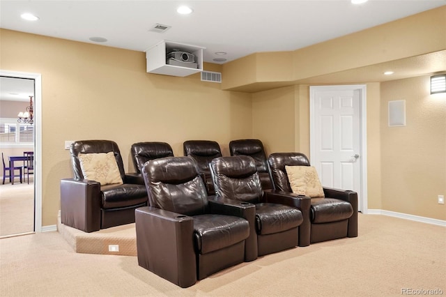 view of carpeted home theater room