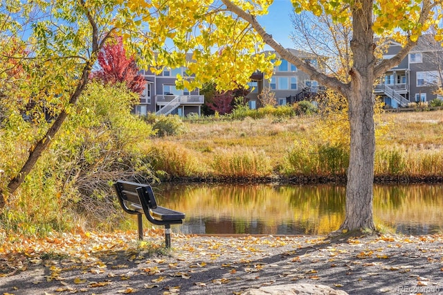 view of property's community with a water view