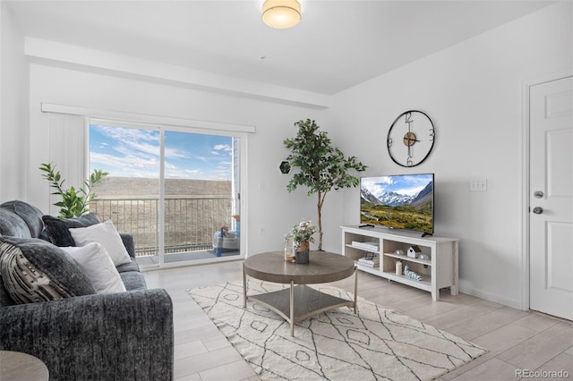 living room with light wood-style floors