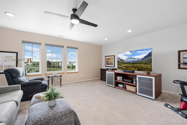 12753 Leyden St Unit C, Thornton, CO 80602 - carpeted living room with a ceiling fan and recessed lighting