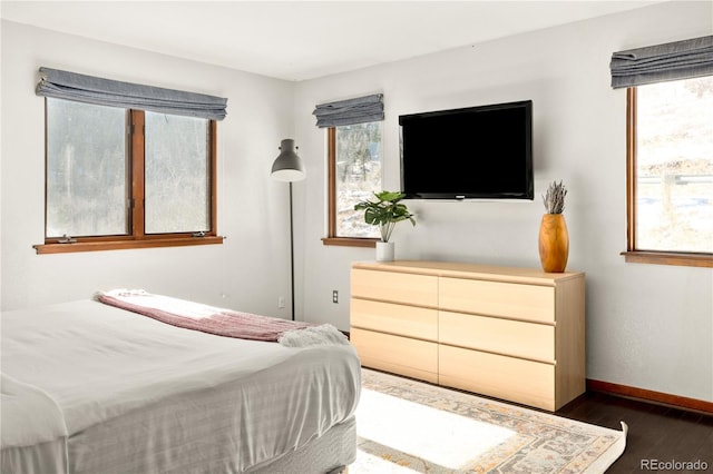 bedroom featuring dark wood-type flooring