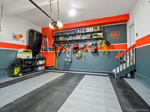 garage with a garage door opener