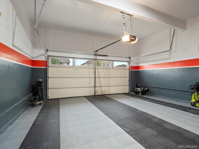 garage with a garage door opener