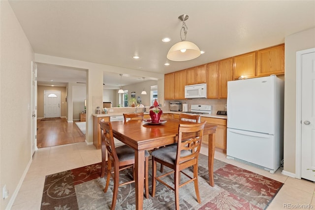 view of tiled dining room