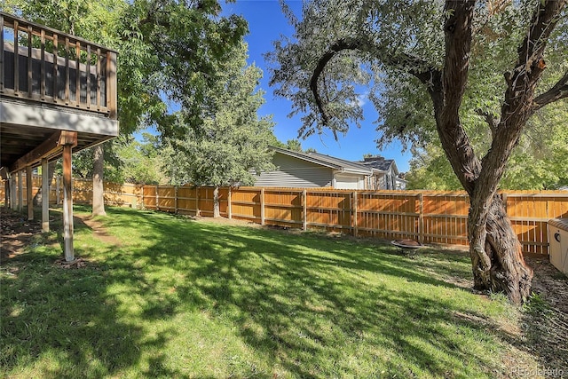 view of yard featuring a fenced backyard