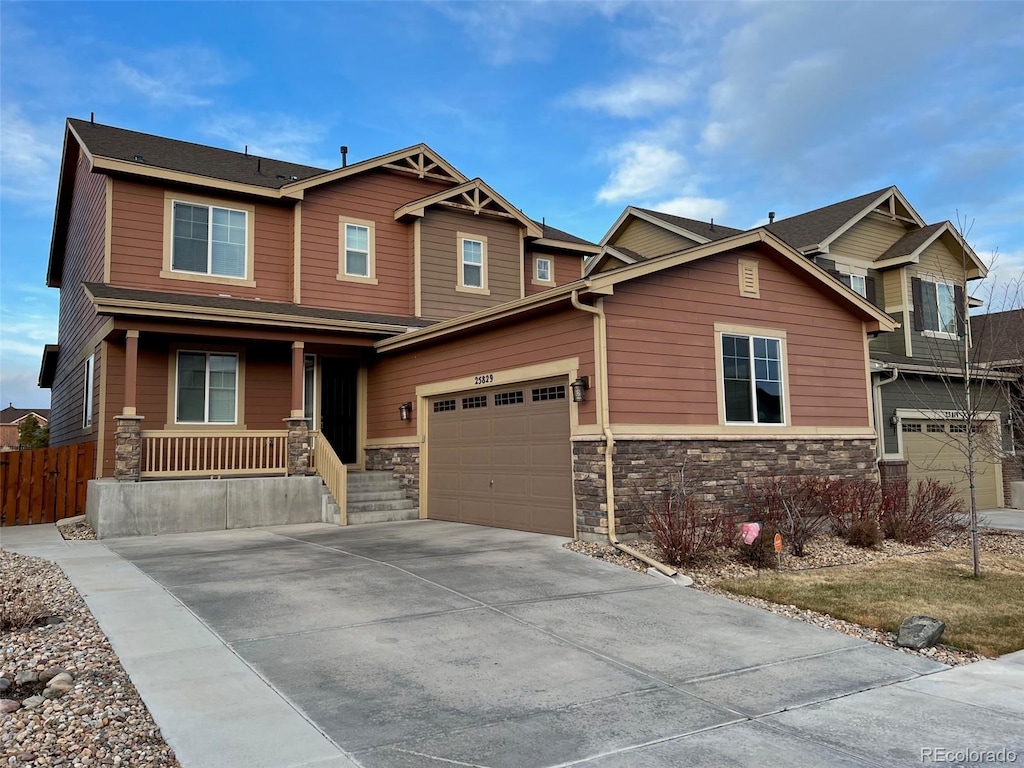 craftsman inspired home with covered porch