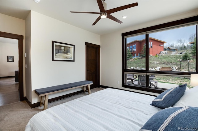 17 Vendette Rd, Silverthorne, CO 80498 - bedroom with carpet floors, baseboards, recessed lighting, and a ceiling fan