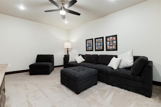17 Vendette Rd, Silverthorne, CO 80498 - carpeted living area featuring baseboards, a ceiling fan, and recessed lighting