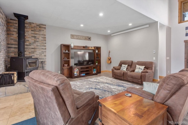 17158 County Road 363, Buena Vista, CO 81211 - living area with a wood stove and recessed lighting