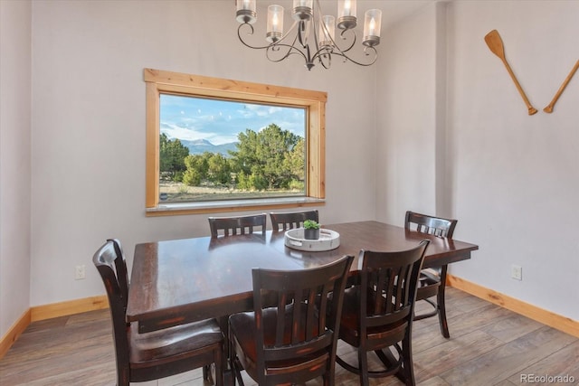 17158 County Road 363, Buena Vista, CO 81211 - dining area with wood finished floors, a chandelier, and baseboards