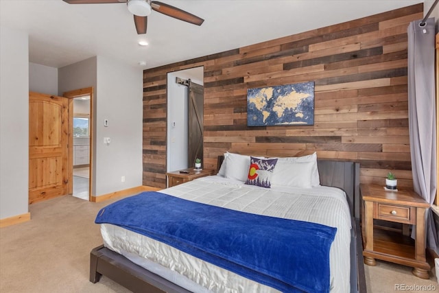 17158 County Road 363, Buena Vista, CO 81211 - bedroom with wooden walls, carpet, baseboards, and ceiling fan