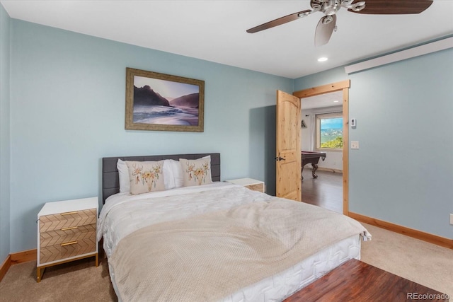 17158 County Road 363, Buena Vista, CO 81211 - carpeted bedroom with baseboards, recessed lighting, and ceiling fan