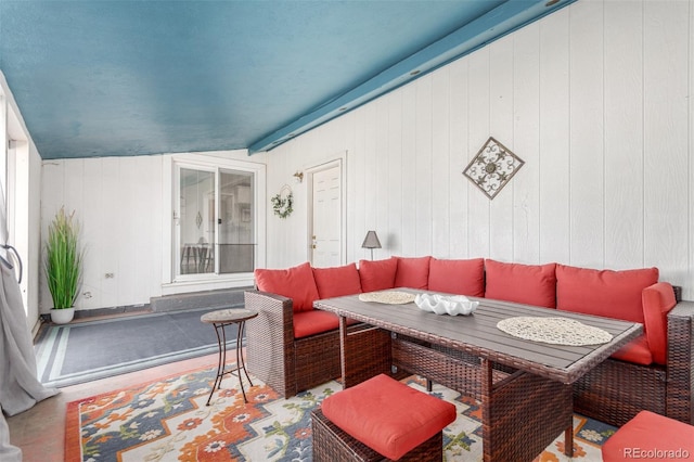 living room featuring breakfast area