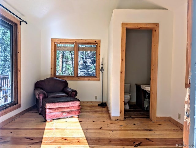 sitting room featuring light hardwood / wood-style flooring