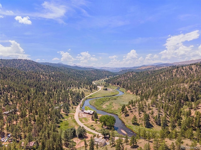 drone / aerial view with a mountain view