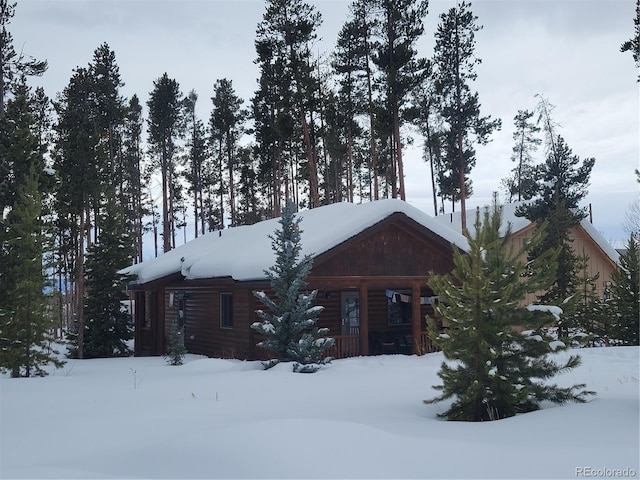 view of log home